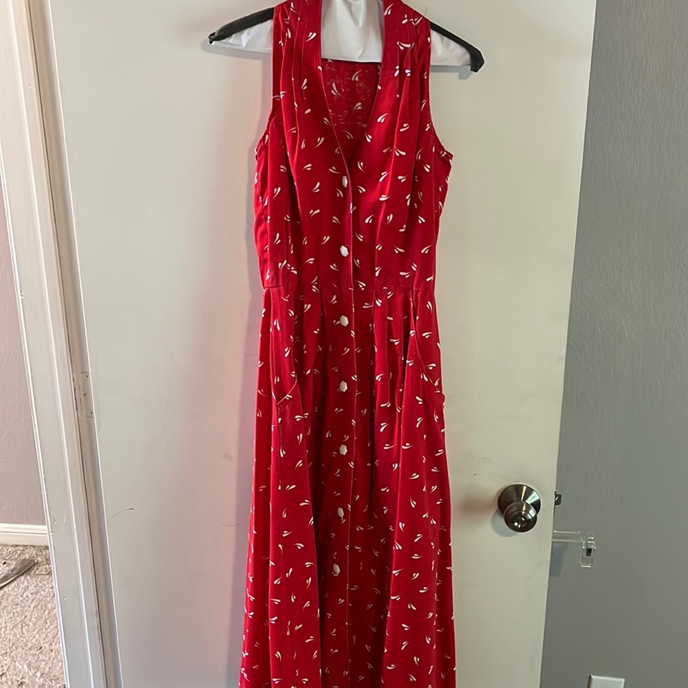 Racerback vintage red and white dress